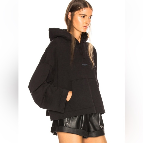 ACNE STUDIOS Black Joghy Cropped Hooded Sweatshirt XS - Picture 3 of 10